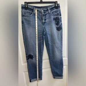 NYDJ Jessica Relaxed Boyfriend Embroidery Jeans blue Sz 6